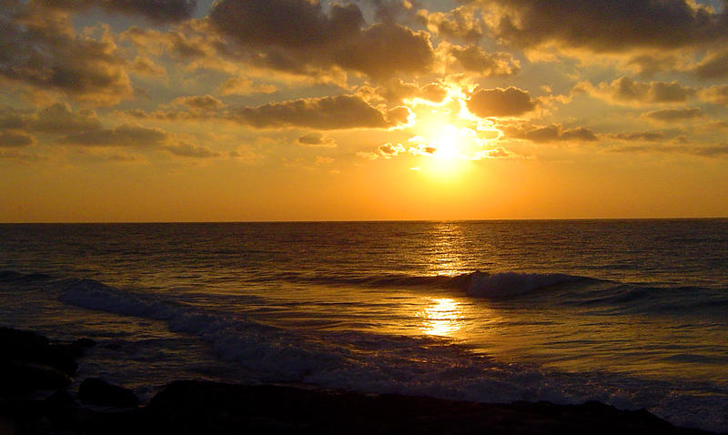 sunset over tropical waters, Cozumel, Mexico